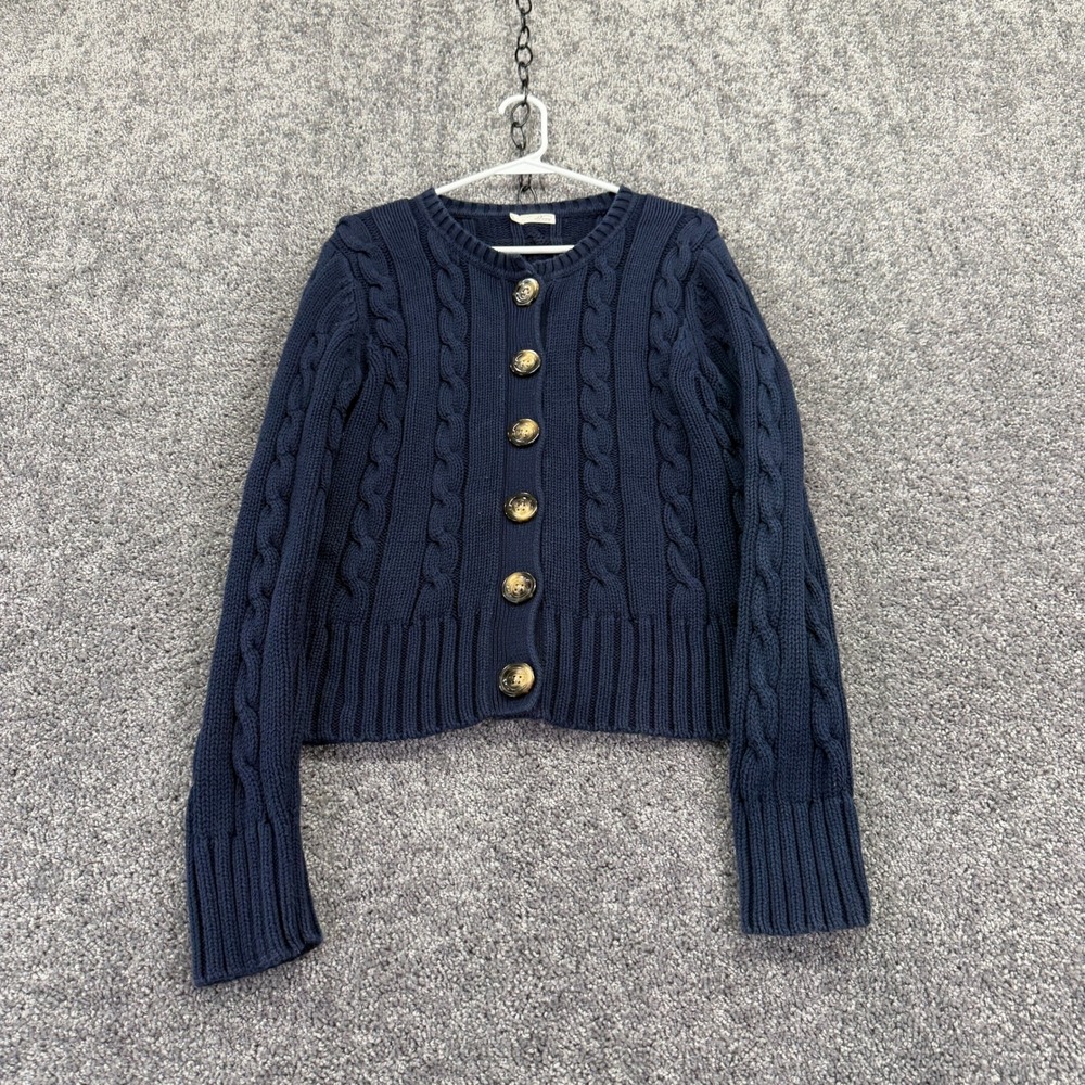 Old Navy Cardigan Womens XL Navy Blue Cable Knit Perfect Fit